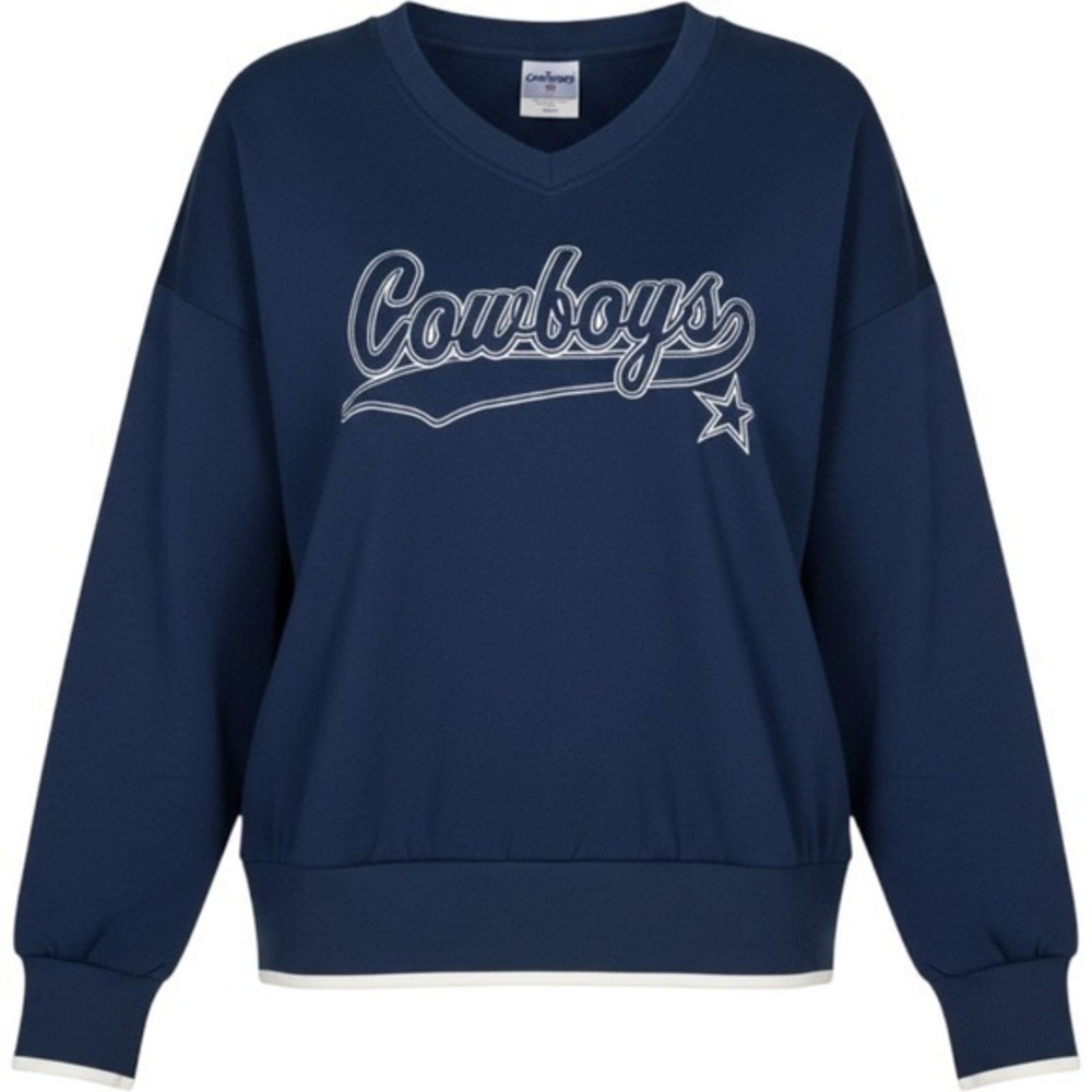 NFL Team Apparel Dallas Cowboys Navy Blue V-Neck Pullover Sweatshirt XXL NWOT